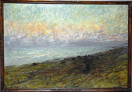 "Paysage avec bergère et son troupeau de brebis"