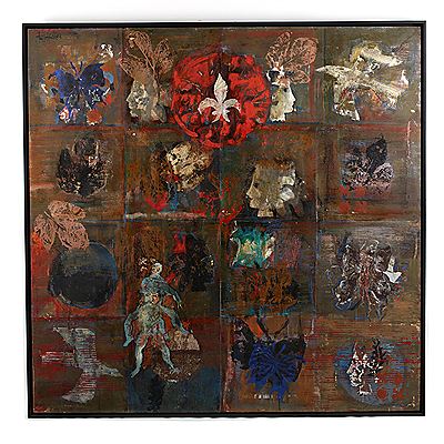 Large Abstract Painting in a Gridded Design