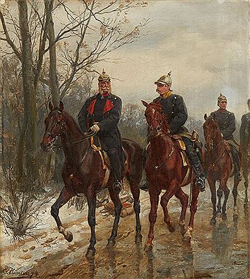 Emperor Wilhelm I, Prince Otto von Bismarck, and Count Helmuth von Moltke on Horseback