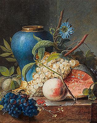Still Life with Fruit and a Blue Vase by Jean Louis Prevost - Auction record, sale price, and art valuation. Compare with similar artists and explore comparable artworks.