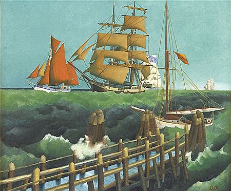 Sample artwork by Theodore Lux Feininger (1910 - 2011), known for ship, landscape and cubist figure painting, photography - View similar artists and auction records