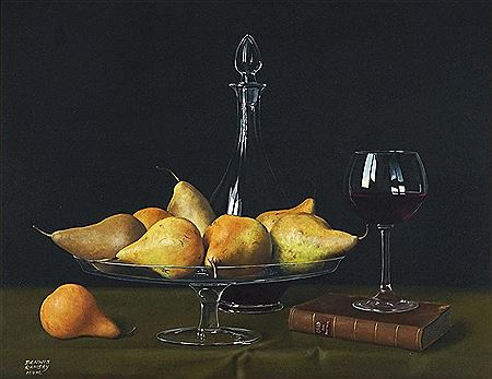 Bosch Pears, Decanter & Wine Glass