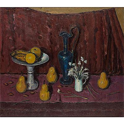 STILL LIFE WITH PEARS AND BLUE PITCHER
