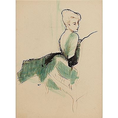 Lady in green chiffon dress