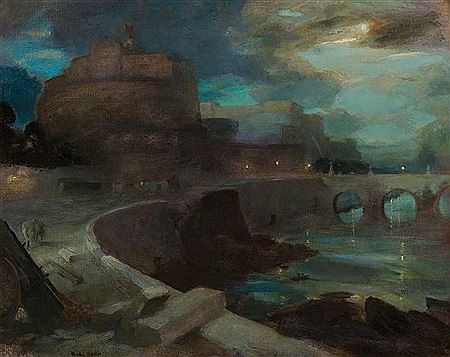 CASTEL SANT'ANGELO AND THE RIVER TIBER, ROME BY MOONLIGHT