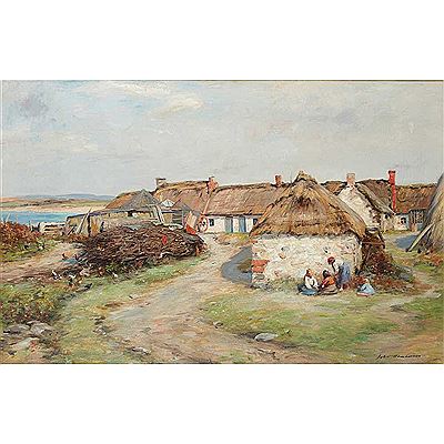 CROFTERS DWELLINGS, AYRSHIRE by John Henderson - Auction record, sale price, and art valuation. Compare with similar artists and explore comparable artworks.