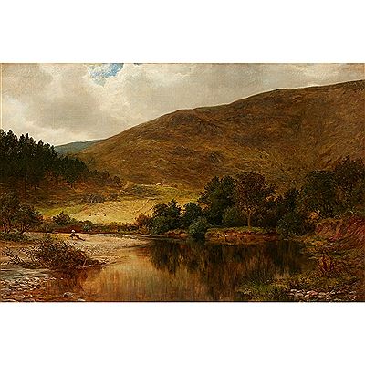 A WOODED RIVER LANDSCAPE WITH RESTING FISHERMAN by James Docharty - Auction record, sale price, and art valuation. Compare with similar artists and explore comparable artworks.