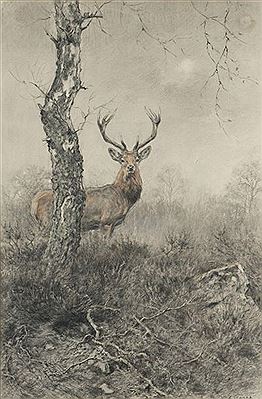 Sample artwork by Xavier De Poret (1897 - 1975), known for paintings, drawings and sculpture, animals and hunters in landscape, birds, dogs - View similar artists and auction records