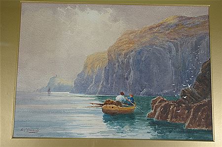 1) Looking towards Bradda Head, 2) Manx coastline by Edward Christian Quayle - Auction record, sale price, and art valuation. Compare with similar artists and explore comparable artworks.