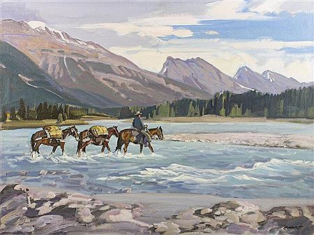 Fording the Athabasca (South of Jasper, Alberta)