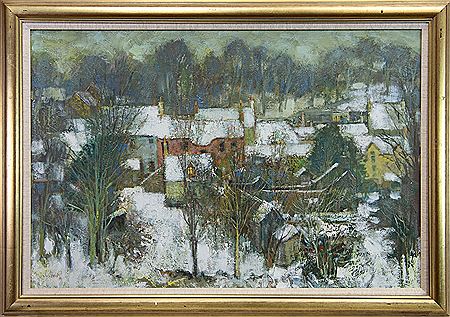 Sample artwork by William (Bill) Birnie (1929 - 2006), known for abstract painting,  portraits, landscapes with buildings, door fronts, still life - View similar artists and auction records