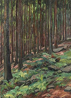 Inside the spruce forest by Richard Grimm-Sachsenberg - Auction record, sale price, and art valuation. Compare with similar artists and explore comparable artworks.