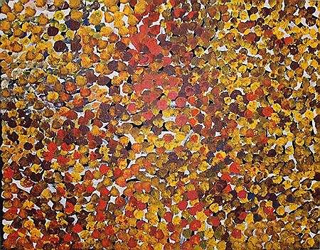 Sample artwork by Galya Pwerle (Born 1930), known for aboriginal theme painting - View similar artists and auction records