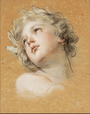 Head study for the Love of Virtue in the Apotheosis of Hercules, circa 1733