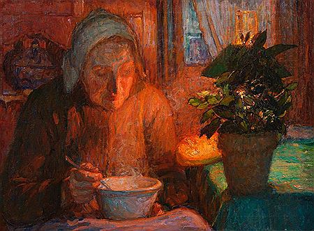 A Breton woman, in the evening