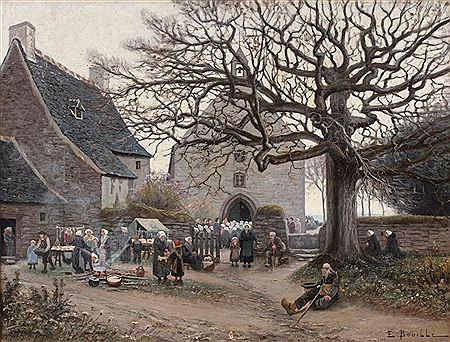 In front of the church in Brittany