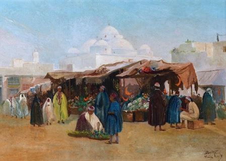 Sample artwork by Theodore Charles Balke (1875 - 1951), known for landscape painting; street and market scenes - View similar artists and auction records