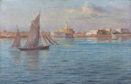 Sailing ship in the port of Algiers