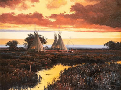 Teepees at Sunset