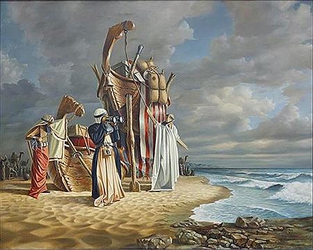 Sample artwork by Yossi Rosenstein (Born 1950), known for symbolic, religious painting - View similar artists and auction records