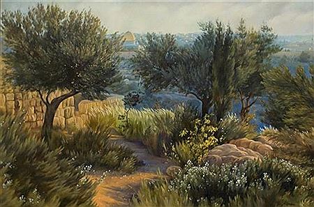 Olive trees overlooking Jerusalem