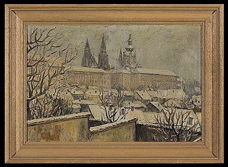 "Hradschin". Blick auf das winterliche Prag