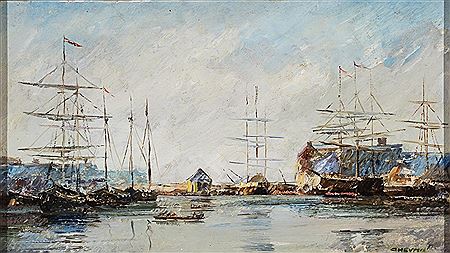 View into a harbor with numerous sailing boats