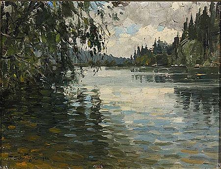 View of the morning Ebnisee near Murrhardt
