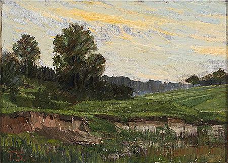 Pond landscape in the evening