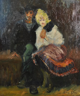 An Embracing Couple Seated on a Bench
