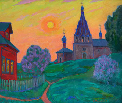 Summer Evening , a Landscape at Dusk