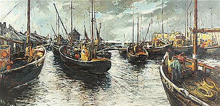 FLEET RETURNS, LOSSIEMOUTH by Matt Bruce - Auction record, sale price, and art valuation. Compare with similar artists and explore comparable artworks.