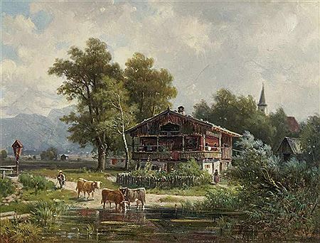 Landscape near Tolz - Landscape near Schledorf by Louis Skell - Auction record, sale price, and art valuation. Compare with similar artists and explore comparable artworks.