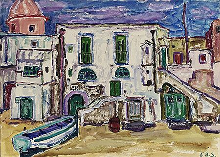 View of Forio (Ischia). Terrace in Testaccio by Elisabeth Balwe-Staimmer - Auction record, sale price, and art valuation. Compare with similar artists and explore comparable artworks.