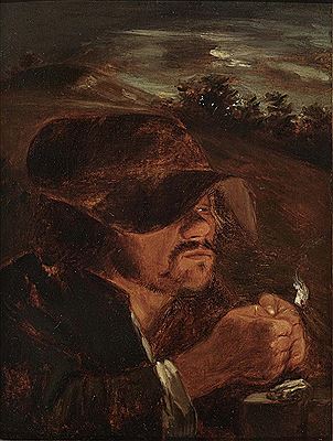 A peasant crushing a louse