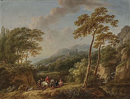 River landscape with fishermen and a couple of peasants (2)
