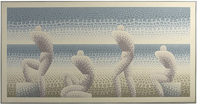 Sample artwork by Robert Gordy (1933 - 1986), known for mod-figurative, patterned graphic painting - View similar artists and auction records