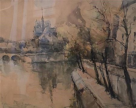 View of the quays and the Cathedral Notre Dame