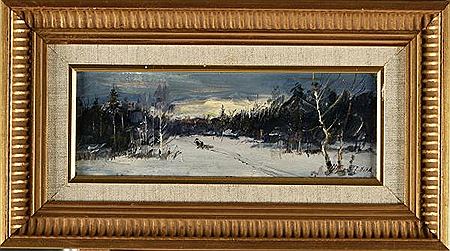 Return to the village by Vladimir Poussovsky - Auction record, sale price, and art valuation. Compare with similar artists and explore comparable artworks.