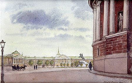 Saint Petersburg, the equestrian statue of Peter the Great by Albert Alexandrovich Benois - Auction record, sale price, and art valuation. Compare with similar artists and explore comparable artworks.