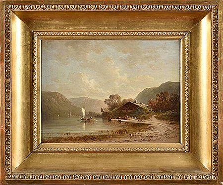 Paysage suisse de montagne au barques