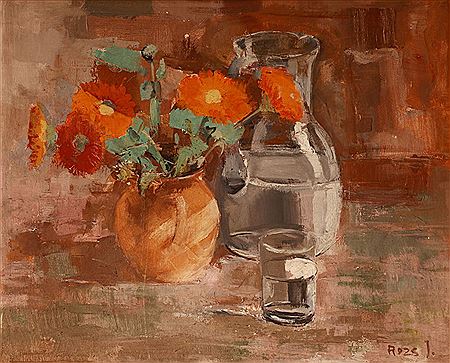 Still Life with Flowers by Janos Rosz - Auction record, sale price, and art valuation. Compare with similar artists and explore comparable artworks.
