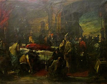 At catafalque of Attila
