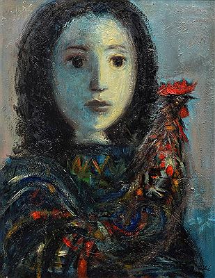Portrait of Girl & Rooster