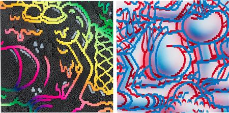Two Works: (i) Harmony; (ii) Delight (3D) by Buff Monster - Auction record, sale price, and art valuation. Compare with similar artists and explore comparable artworks.