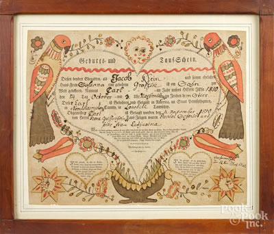 Northampton County, Pennsylvania birth and baptismal certificate, dated 1810