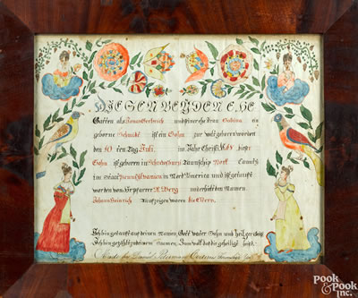 York County fraktur birth certificate for Johann Heinrich Gerbrich, b. 1848
