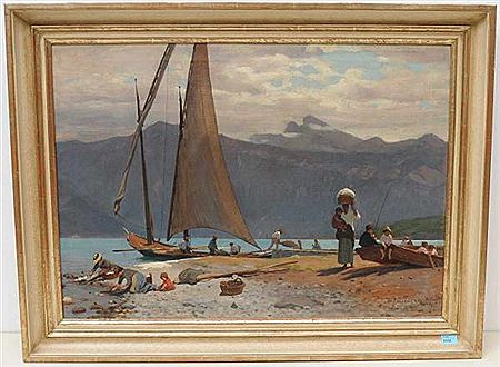 Am Hafen von St. Gingolphe, 1881 by Theophil Preiswerk - Auction record, sale price, and art valuation. Compare with similar artists and explore comparable artworks.