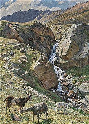 Ziegen am Wildbach bei Davos by Walter Lilie - Auction record, sale price, and art valuation. Compare with similar artists and explore comparable artworks.
