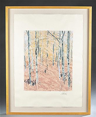 Abstract depiction of a forest in autumn